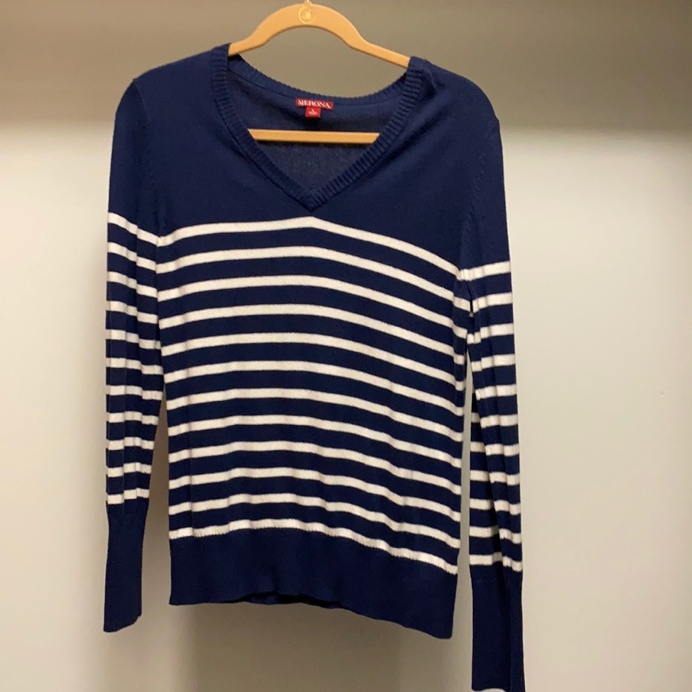 Navy & white, striped sweater